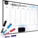 Cinch! Weekly Planner - 17x12-Inch Magnetic Weekly Calendar for Fridge and Meal Planner - Stain Resistant Dry Erase Whiteboard with 4 Fine Tip Markers and Eraser for Easy Scheduling