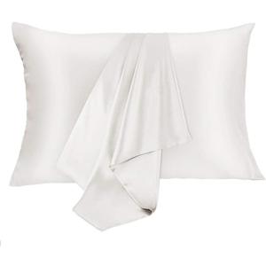JOGJUE Silk Pillowcase for Hair and Skin 2 Pack 100% Mulberry Silk Bed Pillowcase Hypoallergenic Soft Breathable Both Sides Silk Pillow Case with Hidden Zipper, Standard Size Pillow Cases (White)