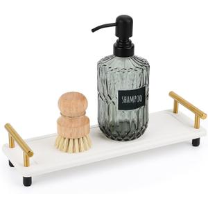 Segbeauty Stone Drying Tray, Water Absorbing Diatomite Tray with Handle for Sink, Kitchen Sink Organizer, Bathroom Soap Holder, Small (12.2" x 3.9" x 2.5", White-gold)