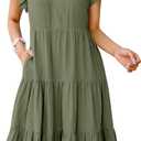 ANRABESS Womens Summer Dress Ruffle Sleeve V Neck Midi Dresses Fashion Casual Fit Flowy Tiered Boho Beach Vacation Sundress (Medium)