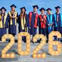 4 ft Marquee Light up Number 2026, Graduation Decorations Class of 2026, Giant LED Letters Signs with Warm Lights, Freestanding Number Decor for Wedding, Birthday, Anniversary Party