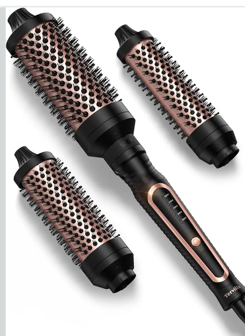 Terviiix PRO Thermal Brush Set for Voluminous Style, Non-blowing Heated Round Brush with Adjustable Temp, 3-in-1 Curling Brush with Detachable Head(1.25'',1.5'',1.77''), 20S Fast Heating with Dual MCH
