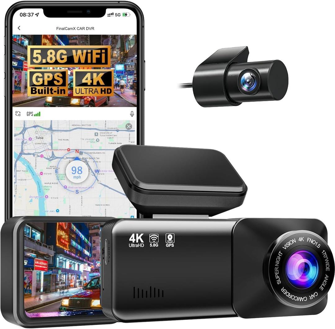 Osmo Dashcam Pro 2.0 4k with Front and Rear Camera, GPS, Free 64GB Card, Dashcam with Parking Monitoring, Parking Mode & Night Vsion, 170° Wide Angle