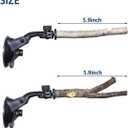 2pc Parrot Perch Stand with Suction Cup, Natural Wood Bird Perch, Adjustable 5.9 Inch for Small and Medium Birds, Promotes Healthy Beaks and Nails, fit for Bird, Cockatoo, Macaw, Parakeet