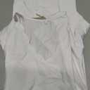 JomeDesign Womens Summer Tops 3/4 Sleeve Casual Dressy Shirts V Neck Loose Fit Blouses (White, L)