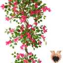 Warmplants Artificial Bougainvillea Tree 6ft Fake Plant with White Planter | Faux Pink Flower Plant, Artificial Blooming Topiary Trees for Indoor Outdoor Home Office Wedding Decor