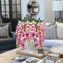 2Pcs Artificial Flowers Faux Silk Flowers Indoor Plants Hanging Wisteria Decoration for Home Indoor Kitchen Table Vase Wedding Party Table Centerpieces Outdoor Decor (Purple Fuchsia)