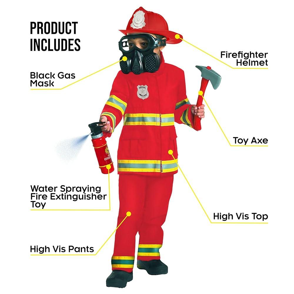 Morph Firefighter Costume for Kids - Boys Fireman & Fire Fighter Costume for Halloween, M