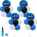 Graduation Decorations - 4 Set Balloon Stands, Class of 2026 Congrats Grad Table Centerpieces for Graduation Party Supplies(Blue & Black)
