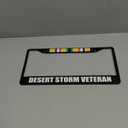 Metal Insert License Plate Frame Desert Storm Veteran Military Weatherproof Car Accessories Black 2 Holes Solid Insert 1 Frame