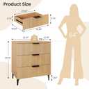 25.6" W Fluted Nightstand with 3 Drawer Dresser, Modern Wood Night Stands Bedside Table for Bedroom King/Queen Bed, End Table with Robot-Friendly Legs for Living Room,Entry (3 Drawers-1pcs-Natural)