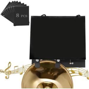 Trumpet Lyre, Trombone Lyre with Flip Folio Folder, 2 Silicone Clip, Includes 8 Pcs Double-Sided Flip Pages for Trombone, Cornet, Baritone and Marching Band Brass Instrument Accessory