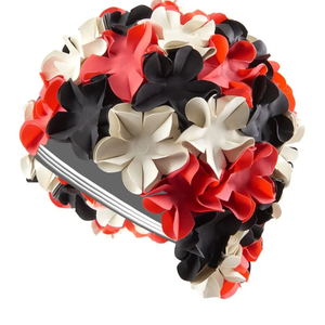 Sporti Flower Swim Cap - Swim Cap for Women- Stylish, Heavy-Duty Rubber, Hair Protection - Ideal for Water Enthusiasts