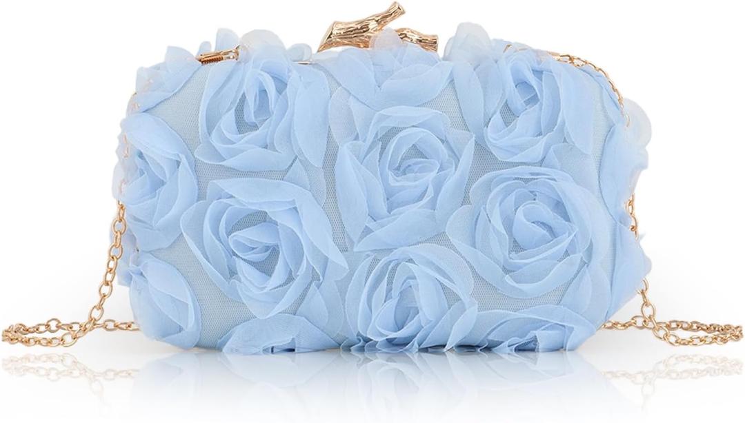 Women Clutches Purse Lace Formal Flower Evening Handbag Chain Strap Shoulder Bag