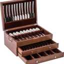 Silverware Storage Box with Lid Three-layer, Flatware Storage Case with Handle, Silverware Chest Boxes for Flatware Organizer for Silver