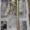 Wellmet Drum Shade Gold Crystal Table Lamp, 4 Light Black Gold Shade, Candle Base for Living Room, Bedroom, Reading Room, Hallway, Corridor