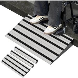 6" Rise Modular Threshold Ramp for Doorways, Stable Wheelchair Ramp for Home Steps, Aluminum Door Ramp and Curb Ramp for Scooters, Power Chairs, Cars, 1100LBS Load Capacity