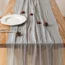 Keketoarrange Grey Spring Table Runner Gauze Rustic Cheesecloth 120 Inch 10 FT for Wedding Baby Shower Bridal Shower Birthday Engagement Garden Outdoor Party Long Sheer Summer Home Boho Decorations
