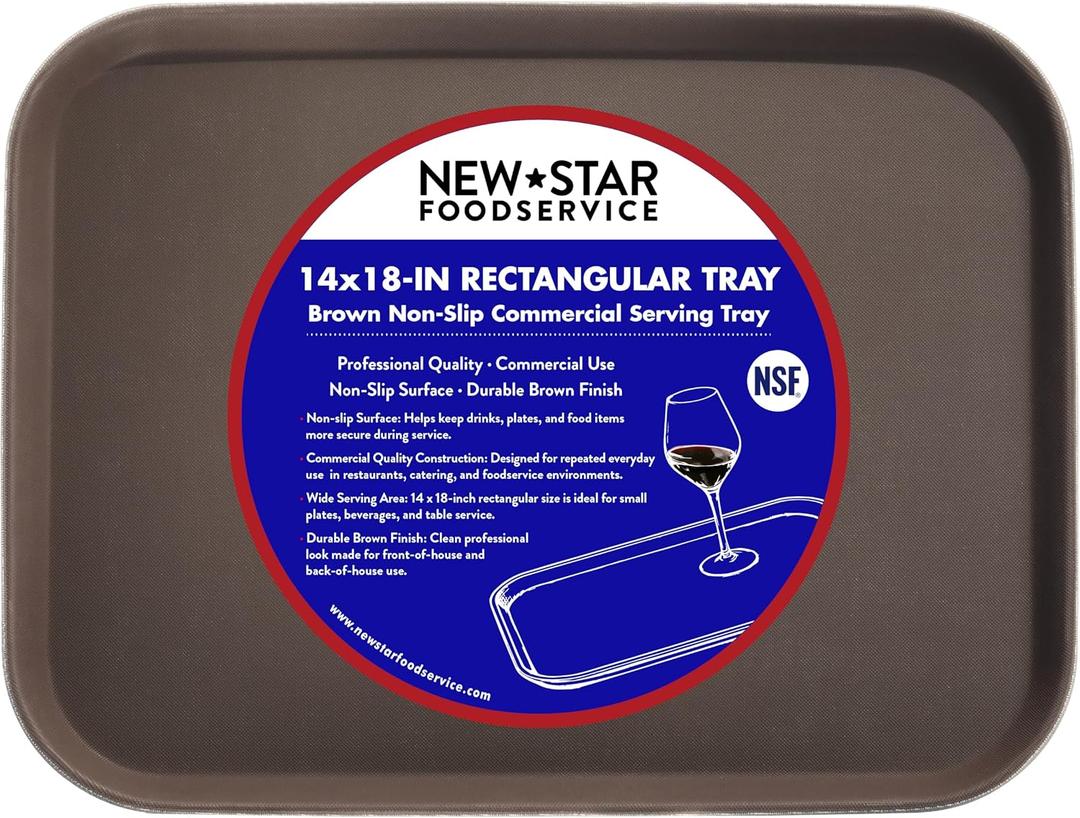New Star Foodservice Non-Slip Tray, Brown, 14x18-Inch
