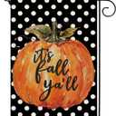 Garden Flag It's Fall Ya'll 1218 Inch Double Sided Burlap Polka Dot Pumpkin Flag Outside Vertical Holiday Yard Decorations (BLACK)