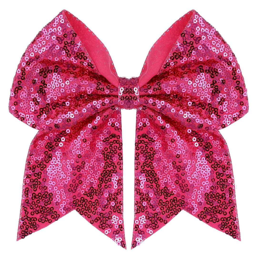 Large Big 7 Inch Glitter Bow Clip Sequin Bling Party Hair Accessories for Women Teens Girls Kids 1 Pcs (Hot Pink)