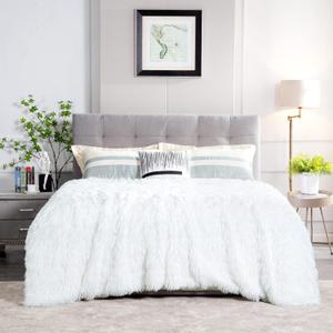 JONIYEAR Extra Large Decorative Fluffy Faux Fur Blanket Queen Size 80" x 90", Soft Luxury Lightweight Furry Blankets, Solid Cozy Shaggy Plush Thick Warm Fuzzy Blankets for Winter Bed Couch, White
