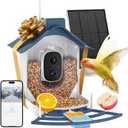 Smart Bird Feeder with Camera for Backyard, AI Bird Species Identification, Solar Powered Outdoor Bird Camera with Auto Capture & App Notifications (Blue)