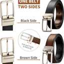 2 x Men's Leather Reversible Belts 1 Pack,1 3/8" Casual Fashion Two Sides in One Belt for Jeans Dress Pants