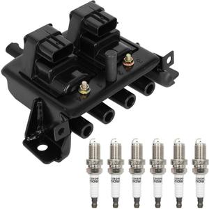 ECCPP 1 ignition coils with 6 iridium Spark Plugs,UF343,coils packs,for mazda Miata 1.8L 1999-2000CLS1412,UF343 E752