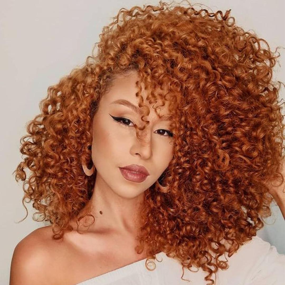 7 Packs GoGo Curl Crochet Hair 10 Inch Short Copper Flame Curly Crochet Hair for Women Deep Wave Beach Curl Crochet Braids Synthetic Braiding Hair Extensions (10 Inch, Copper Flame)