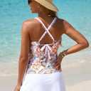 Crisscross Back Tankini Swimsuits for Women 2 Piece Bathing Suit (White, XXL)