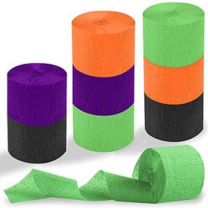 Halloween Crepe Paper Streamers 8 Rolls 656FT Party Decorations Supplies - Orange, Purple, Black, Green for Birthday, Baby Shower, Gender Reveal