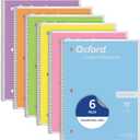 Oxford Spiral Notebook, 1 Subject, College Ruled Paper, 8 x 10-1/2 Inch, Pastel Pink, Orange, Yellow, Green, Blue and Purple, 70 Sheets (63756), Set of 6
