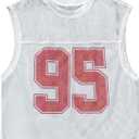 Milumia Men's Jersey Shirt Number Graphic Mesh Tank Top Football Sleeveless Crop Tops White Medium