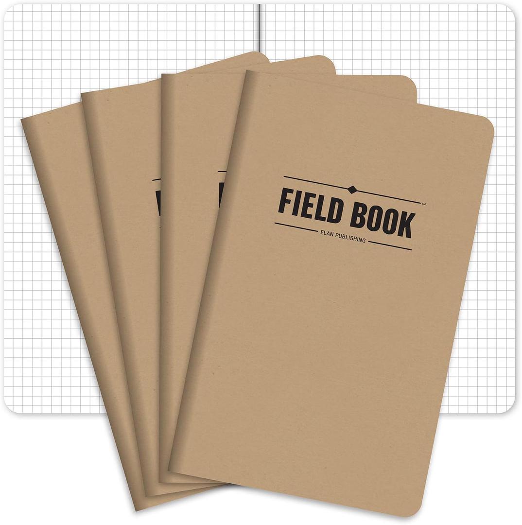 Elan Publishing Company Field Notebook/Journal - 5"x8" - Kraft - Graph Memo Book - Pack of 4