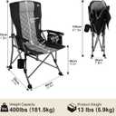 Folding Padded Camping Chair with Hard Armrest,Cup Holder,Heavy Duty for Adults,Paded Backrest,Portable Lawn Lightweight Outdoor Camp Chair,Support up to 400lbs, 22.8 X 23.6 X 35.8 inch