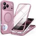 BERFY for iPhone 17 Pro Max Case, Compatible with MagSafe, Built-in Glass Screen Protector, Camera Protection, Shockproof Full Body Phone case 6.9", Translucent Palevioletred