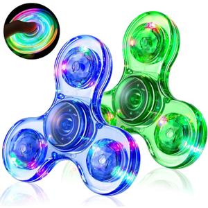 Gigilli Fidget Spinners for Kids 2 Pack, Light up Sensory Fidget Toys Adults Kid 4-8-12, Glow in the Dark ADHD Autism Toys 5-7 Boys Girls, LED Classroom Prizes Party Favors Mini Fidgets for Toddler