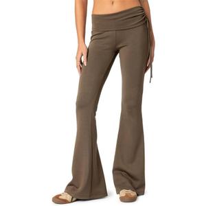 SVALIY Womens Flare Leggings Yoga Pants Women Fold Over Bootcut Lounge Workout Pant Brown XS 32"