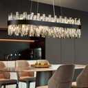 Modern Black Crystal Chandelier for Dining Room, Rectangle K9 Crystal Raindrop Chandelier Lights, Contemporary Ceiling Hanging Light Fixtures for Kitchen Island Dining Room, Length 35.4 inches, L35.4 inches