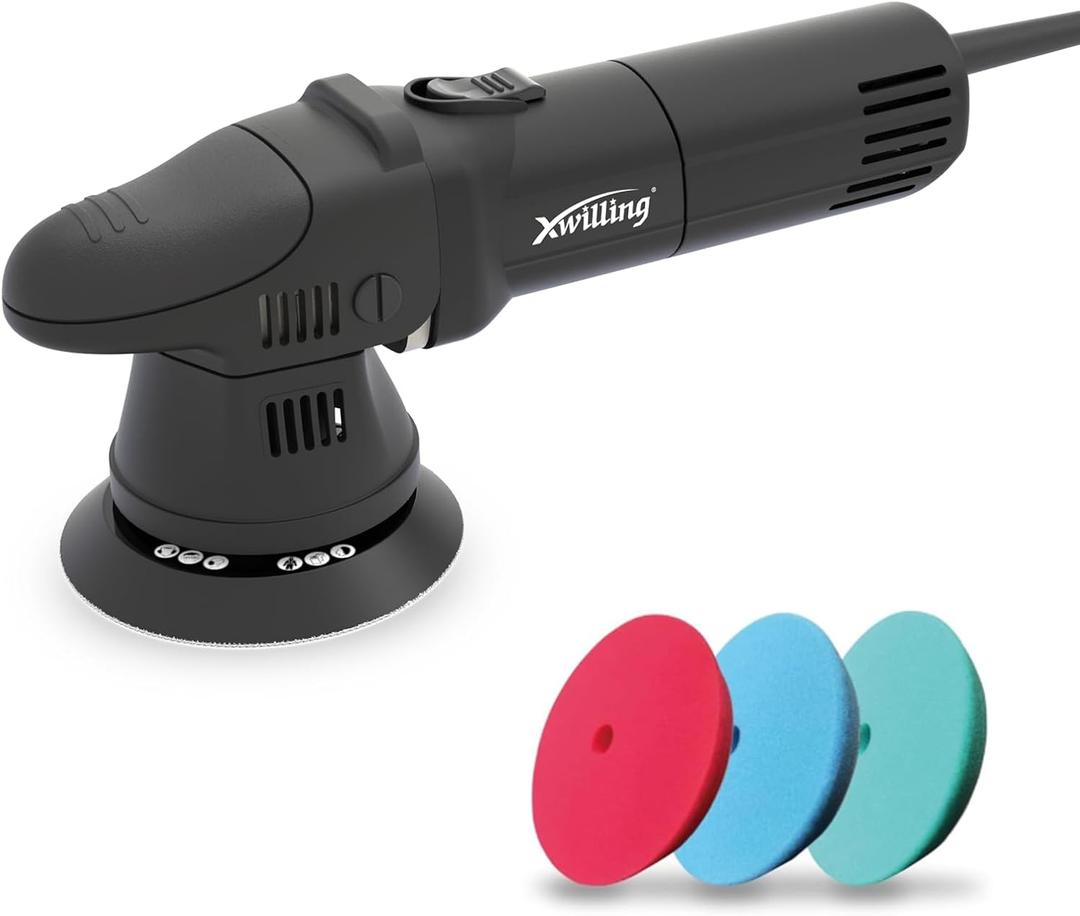 Buffer Polisher, 5-Inch 8MM Dual Action Random Orbital Car Polisher with 6 Variable Speed 1800-4500 RPM, Car Detailing Kit for Car Detailing Polishing and Waxing (Da8-black)