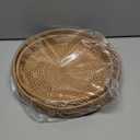 Whalehub Round Rattan Serving Tray with Handles,2 Hand Woven Basket, Home Decor Organizer Tray for Breakfast, Tea, Snack, Fruit, Coffee, Storage (Large + Medium)(14.17inchX2.3inch+11.9inchX1.7inch
