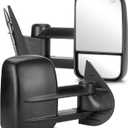 Youxmoto Towing Mirrors fit for 2007-2013 For Chevy For GMC; Silverado Sierra 1500 2500 HD/ 3500 Suburban; 2007-2014 Tahoe/Yukon Pickup Truck Mirrors, Heated, Manual Folding& Telescoping; Black