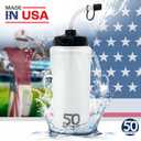 50 Strong 1 Liter BPA-Free Plastic Round Sports Water Bottle with Straw - 6 Pack