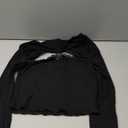 Women's 2 Piece Lace Long Sleeve Tops Cute Ribbed Knit Bow Knot Lace Tube Top Sexy Slim Fit T Shirts (Black), S