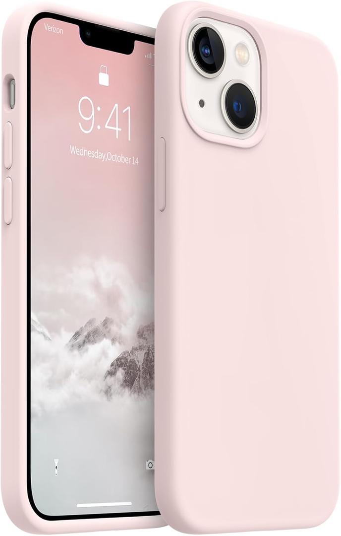 AOTESIER Magnetic for iPhone 13 Mini Case, [Compatible with MagSafe][Military Shockproof Protection] Silicone Case with Soft Microfiber Lining, Camera & Screen Protection 5.4 inch, Chalk Pink