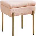 Vanity Stool Chair, Small Ottoman Stool with Storage, Makeup Vanity Chair with Anti-Slip Feet, Footstool Ottoman with Metal Legs, Storage Chairs for Makeup Room, Bedroom, Living Room (Pink)