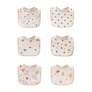 Baby Bandana Bibs, 6 Pack Waterproof Toddler Bib,Soft Cotton Absorbent Baby Bibs for Eating,Drooling,Teething (U-6pcs-waterproof)