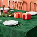 Biscaynebay Christmas Hunter Green Tablecloth Rectangle Tables 60x102 Inch-Fabric Xmas Holiday Winter Table Cloth-Jacquard Damask Poinsettia Modern Table Cover for 6 ft Kitchen Dinner Banquet Parties