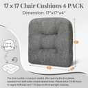 Basic Beyond Chair Cushions for Dining Chairs, Non-Slip Chair Pads, Thick Seat Cushions for Dining Room Chairs, Kitchen Chair Cushions Set of 4, 17" x 17" x 4", Dark Grey